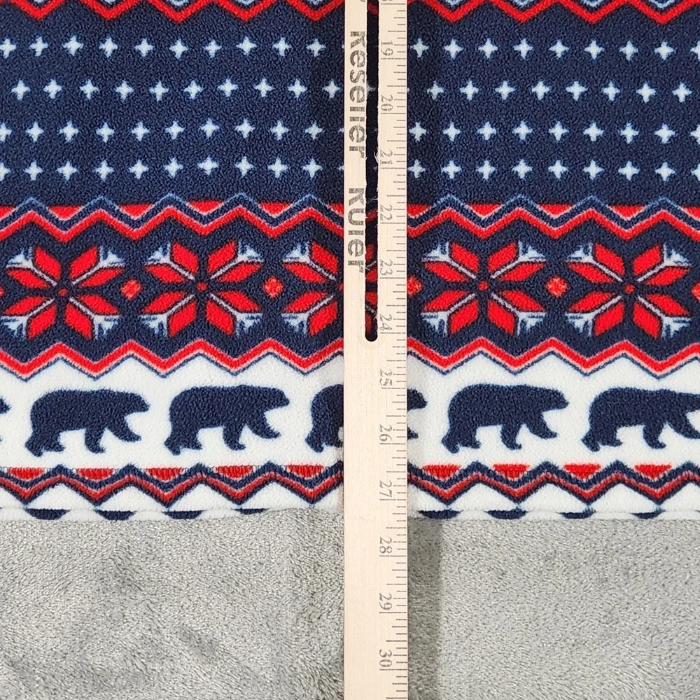 Chubbies‎ Fleece Pullover Mens Medium Blue Red Fair Isle Bear Tree Quarter Zip